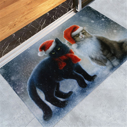 Christmas Pattern Household Non-slip Floor Mats for Home Decoration, Size:40x60cm(Christmas Cat)-garmade.com