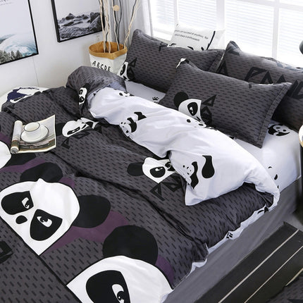 3 PCS/Set Bedding Set Happy Family Pattern Duvet Cover Flat Sheet Pillowcase Set, Size:1.2M(Panda Babe)-garmade.com