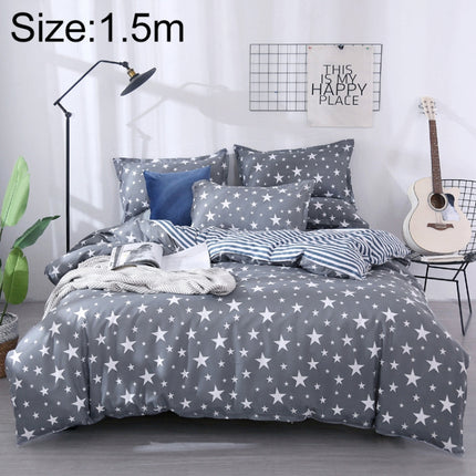 4 PCS/Set Bedding Set Happy Family Pattern Duvet Cover Flat Sheet Pillowcase Set, Size:1.5M(Starry)-garmade.com