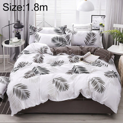 4 PCS/Set Bedding Set Happy Family Pattern Duvet Cover Flat Sheet Pillowcase Set, Size:1.8M(Maple Leaf)-garmade.com