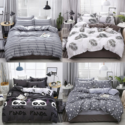 4 PCS/Set Bedding Set Happy Family Pattern Duvet Cover Flat Sheet Pillowcase Set, Size:2.2M(Starry)-garmade.com