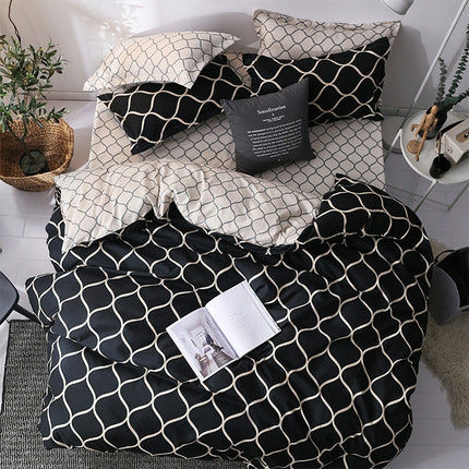 Luxury Bedding Black Marble Pattern Set Sanded Printed Quilt Cover Pillowcase, Size: 135x200cm(Ouni)-garmade.com