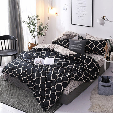 Luxury Bedding Black Marble Pattern Set Sanded Printed Quilt Cover Pillowcase, Size: 135x200cm(Ouni)-garmade.com