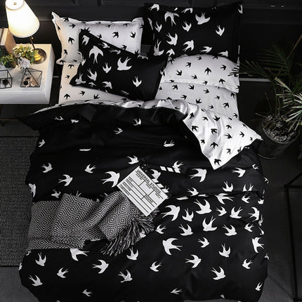 Luxury Bedding Black Marble Pattern Set Sanded Printed Quilt Cover Pillowcase, Size: 135x200cm(Goose)-garmade.com