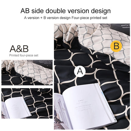 Luxury Bedding Black Marble Pattern Set Sanded Printed Quilt Cover Pillowcase, Size: 135x200cm(Louis)-garmade.com