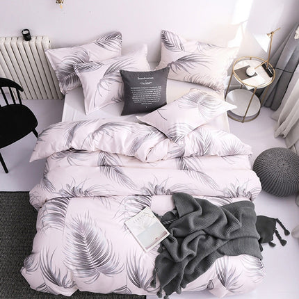 Luxury Bedding Black Marble Pattern Set Sanded Printed Quilt Cover Pillowcase, Size: 135x200cm(Feather)-garmade.com