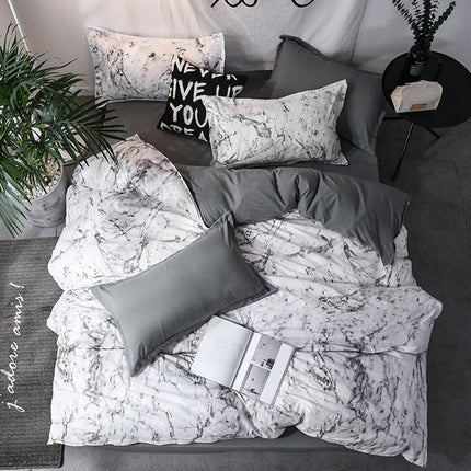 Luxury Bedding Black Marble Pattern Set Sanded Printed Quilt Cover Pillowcase, Size:175x220cm(Colored Glass)-garmade.com