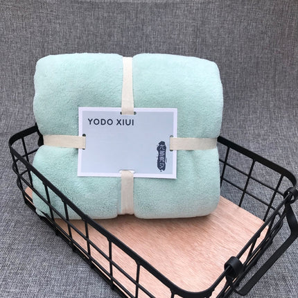 Cut Edge Towel Bath Towel Wavy Edge High Density Coral Fleece Super Absorbent Quick-drying, Size:35 × 75cm(Green)-garmade.com