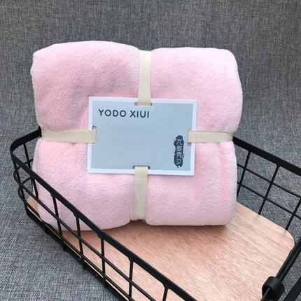 Cut Edge Towel Bath Towel Wavy Edge High Density Coral Fleece Super Absorbent Quick-drying, Size:70 ×140 cm(Pink)-garmade.com