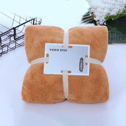 Cut Edge Towel Bath Towel Wavy Edge High Density Coral Fleece Super Absorbent Quick-drying, Size:70 ×140 cm(Coffee)-garmade.com