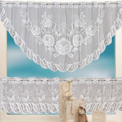 White Translucent Coffee Curtain Tulle Lace Sheer Warp Knitted Jacquard Curtains Bedroom Curtains, Size:Upper Curtain(JHM-02)-garmade.com