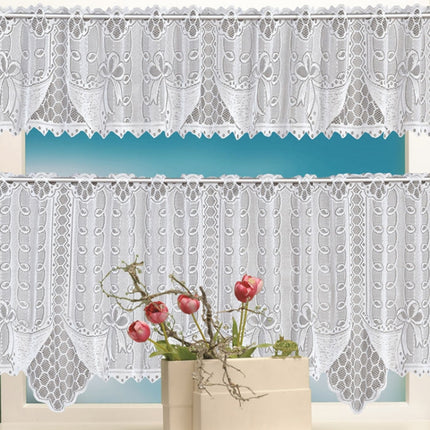 White Translucent Coffee Curtain Tulle Lace Sheer Warp Knitted Jacquard Curtains Bedroom Curtains, Size:Upper Curtain(JHM-03)-garmade.com
