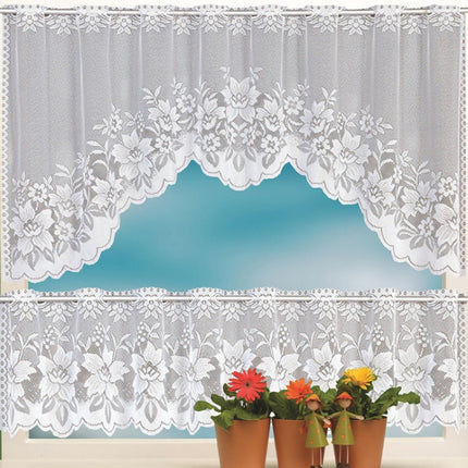 White Translucent Coffee Curtain Tulle Lace Sheer Warp Knitted Jacquard Curtains Bedroom Curtains, Size:Upper And Lower Curtain(JHM-04)-garmade.com