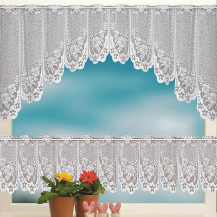 White Translucent Coffee Curtain Tulle Lace Sheer Warp Knitted Jacquard Curtains Bedroom Curtains, Size:Upper And Lower Curtain(JHM-05)-garmade.com