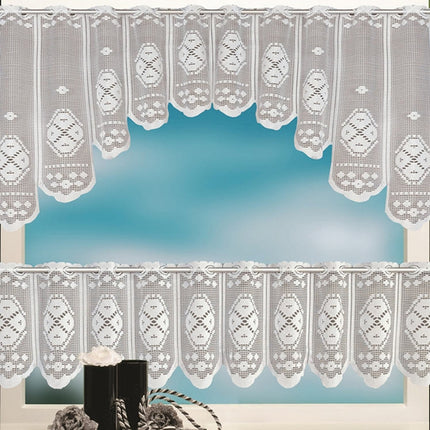 White Translucent Coffee Curtain Tulle Lace Sheer Warp Knitted Jacquard Curtains Bedroom Curtains, Size:Upper And Lower Curtain(JHM-08)-garmade.com