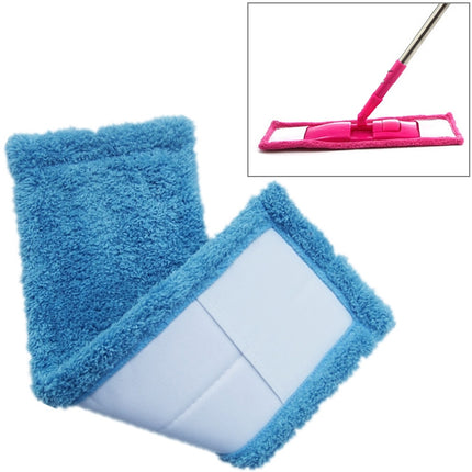Coral Flannel Head Padded Flat Replacement Household Company Cleaning Mop Cloth Rag(Blue)-garmade.com