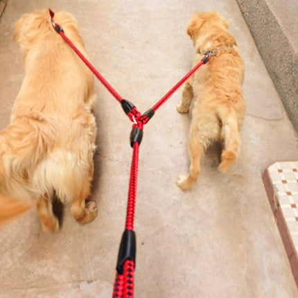 Double Dog Leashes Anti-winding Pet Traction Rope, Size:1.4m(Red Black)-garmade.com