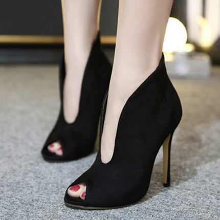 Female Pointed Stiletto Martin Boots, Size:36(Black)-garmade.com