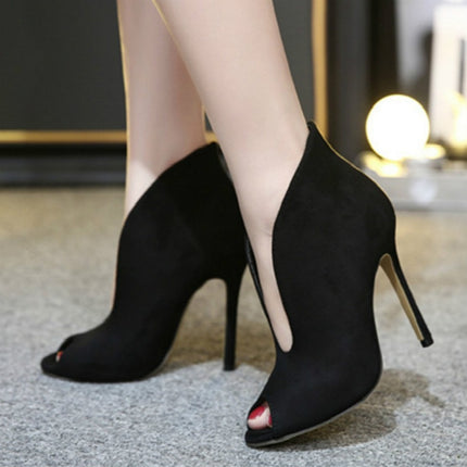 Female Pointed Stiletto Martin Boots, Size:37(Black)-garmade.com