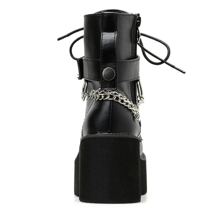 Platform - Soled Martin Boots Side Zipper Handsome Ankle Boots, Shoe Size:35(Black)-garmade.com