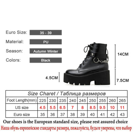 Platform - Soled Martin Boots Side Zipper Handsome Ankle Boots, Shoe Size:36(Black)-garmade.com