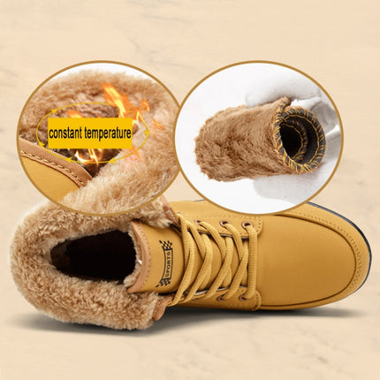 Women Booties Snow Lace Boots Autumn And Winter Female Wedge Shoes, Shoe Size:35(Yellow)-garmade.com