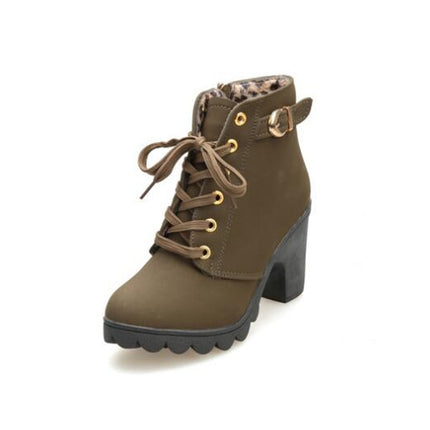 Fashion Square High Heels Solid Color Sneakers Women Snow Boots, Shoe Size:37(Green)-garmade.com