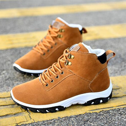 Men Snow Boots Warm Fur Winter Boots Men Winter Boots, Shoe Size:41(Yellow)-garmade.com