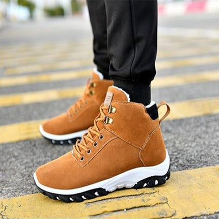 Men Snow Boots Warm Fur Winter Boots Men Winter Boots, Shoe Size:41(Yellow)-garmade.com