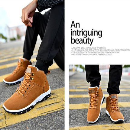 Men Snow Boots Warm Fur Winter Boots Men Winter Boots, Shoe Size:41(Yellow)-garmade.com