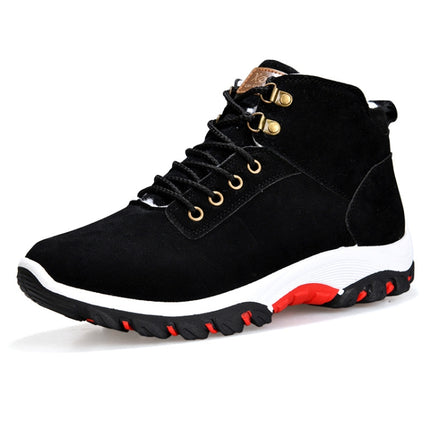 Men Snow Boots Warm Fur Winter Boots Men Winter Boots, Shoe Size:42(Black)-garmade.com