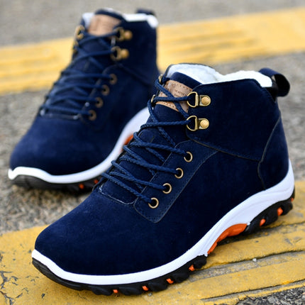 Men Snow Boots Warm Fur Winter Boots Men Winter Boots, Shoe Size:42(Blue)-garmade.com