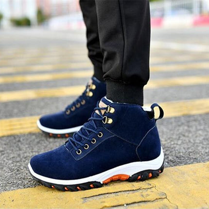 Men Snow Boots Warm Fur Winter Boots Men Winter Boots, Shoe Size:42(Blue)-garmade.com