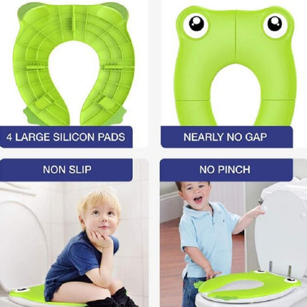 Frog-Shaped PP Material Environmental Protection Children Travel Portable Toilet Seat(Green)-garmade.com