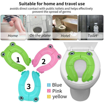 Frog-Shaped PP Material Environmental Protection Children Travel Portable Toilet Seat(Green)-garmade.com