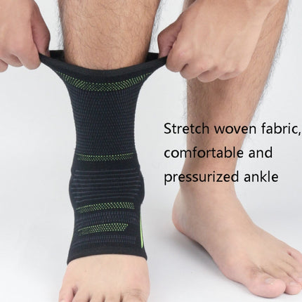 2 PCS Anti-Sprain Silicone Ankle Support Basketball Football Hiking Fitness Sports Protective Gear, Size: XL (Black Green)-garmade.com
