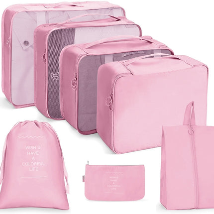 7 In 1 Travel Storage Bag Set Folding Storage Bag(Pink)-garmade.com