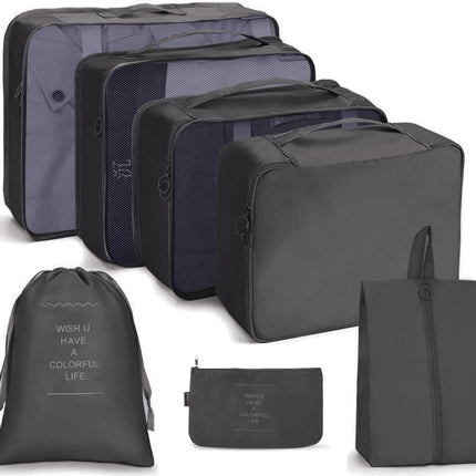 7 In 1 Travel Storage Bag Set Folding Storage Bag( Black)-garmade.com