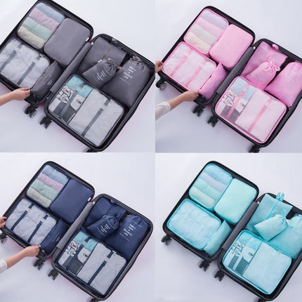 9 In 1 Cosmetic Bag Travel Storage Bag Set Folding Storage Bag(Pink)-garmade.com