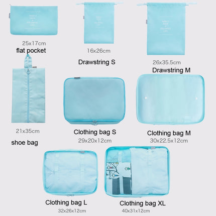 8 In 1 Beam Mouth Travel Storage Bag Set Folding Storage Bag(Bright Blue)-garmade.com