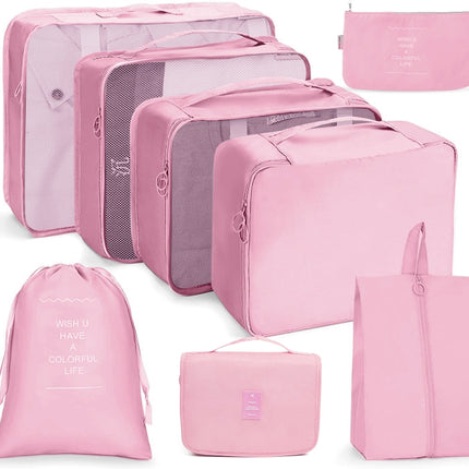 8 In 1 Toiletry Bag Travel Storage Bag Set Folding Storage Bag(Pink)-garmade.com