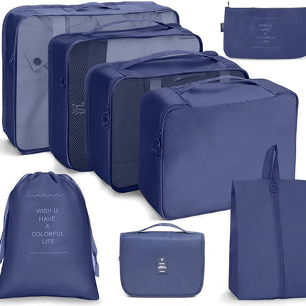 8 In 1 Toiletry Bag Travel Storage Bag Set Folding Storage Bag(Navy Blue)-garmade.com