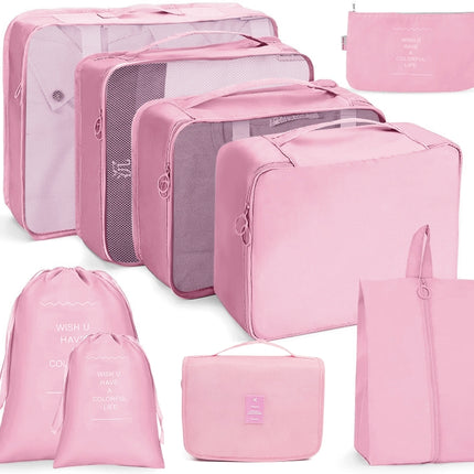9 In 1 Toiletry Bag Travel Storage Bag Set Folding Storage Bag(Pink)-garmade.com
