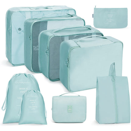 9 In 1 Toiletry Bag Travel Storage Bag Set Folding Storage Bag( Lake Blue)-garmade.com