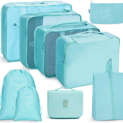 9 In 1 Toiletry Bag Travel Storage Bag Set Folding Storage Bag(Bright Blue)-garmade.com