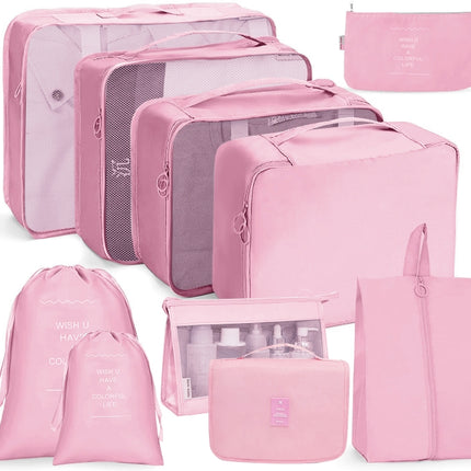10 In 1 Travel Storage Bag Set Folding Storage Bag(Pink)-garmade.com
