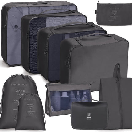 10 In 1 Travel Storage Bag Set Folding Storage Bag( Black)-garmade.com
