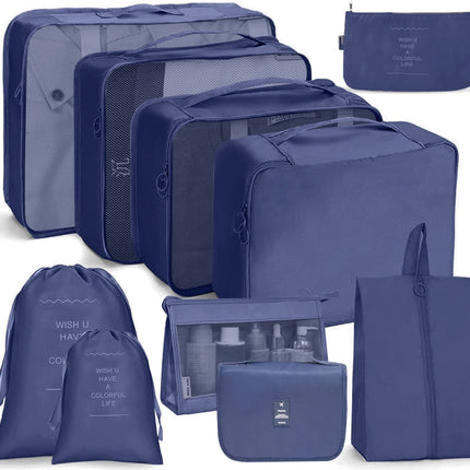 10 In 1 Travel Storage Bag Set Folding Storage Bag(Navy Blue)-garmade.com