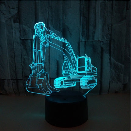 3W Excavator 3D Light Colorful Touch Control Light Creative Small Table Lamp with Black Base, Style:Touch Switch-garmade.com