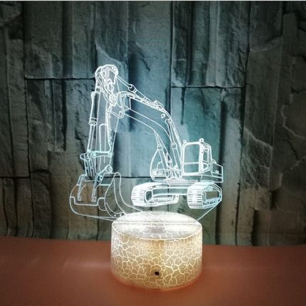 3W Excavator 3D Light Colorful Touch Control Light Creative Small Table Lamp with Black Base, Style:Touch Switch + Remote Control-garmade.com